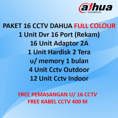 Paket 16 Cctv Merk Dahua Full Colour