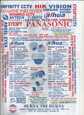 Paket Murah Cctv 2 ,4 , 8 , 16 Camera berbagai Merk
